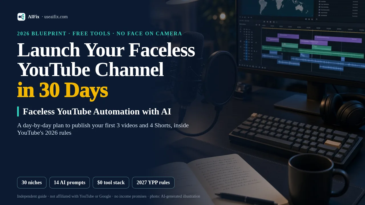 Cover of Launch Your Faceless YouTube Channel in 30 Days with AI